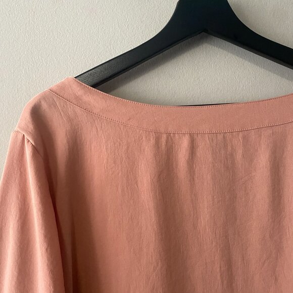 MarlaWynne Peach Bronze Toned Button Front Long Sleeve Tunic Shirt - Picture 9 of 13